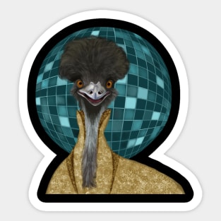 Funny Ready to Party Disco Emu Sticker